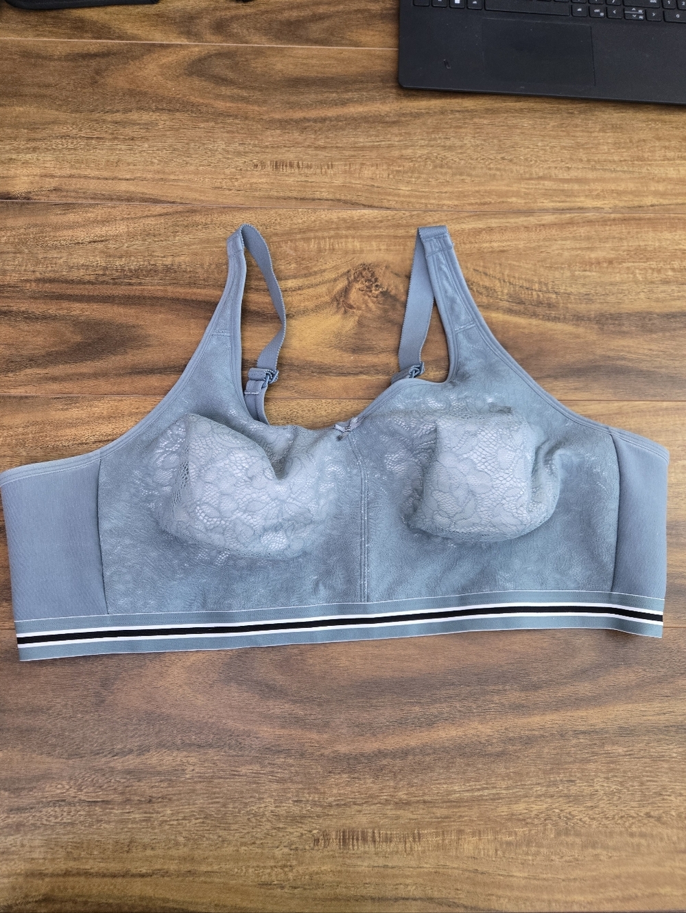 Cacique Teal Lace Bra Unlined Full Coverage No-Wire Bralette Size 50D